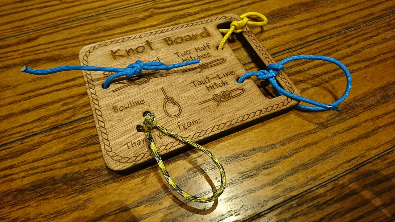 Final knot boards with ropes in the holes
